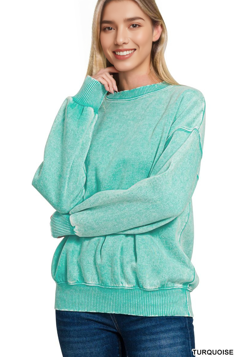 42POPS - Wholesale Sweatshirt - Women's - Acid Wash Fleece Oversized Pullover79
