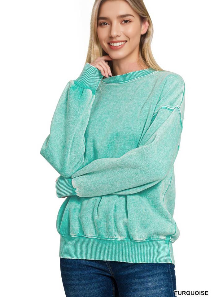 42POPS - Wholesale Sweatshirt - Women's - ',,,..Acid Wash Fleece Oversized Pullover91