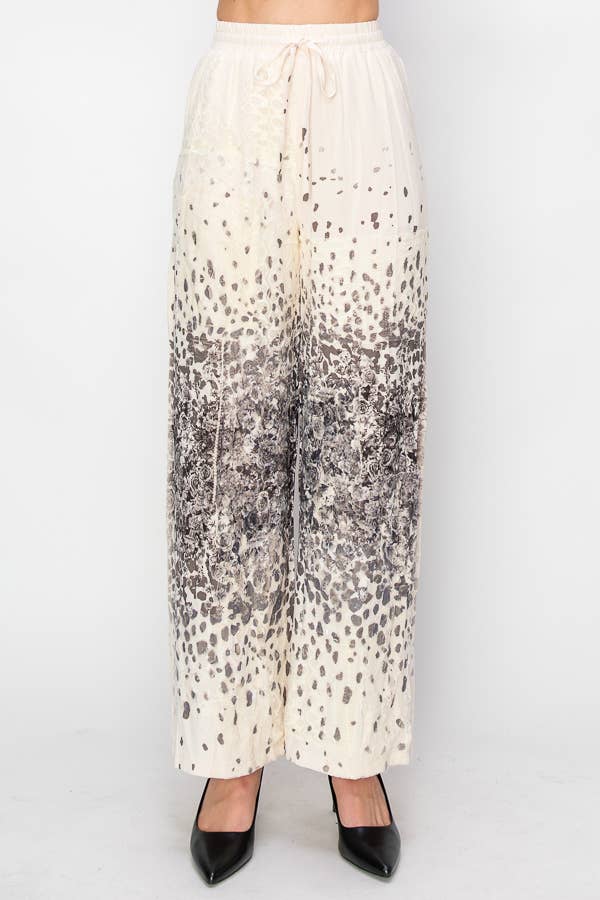 LEO ROSA Calças Relaxadas de Renda Patchwork com Cordão Elástico - 4703 BG/LEOROSE para venda a revendedores na Faire1