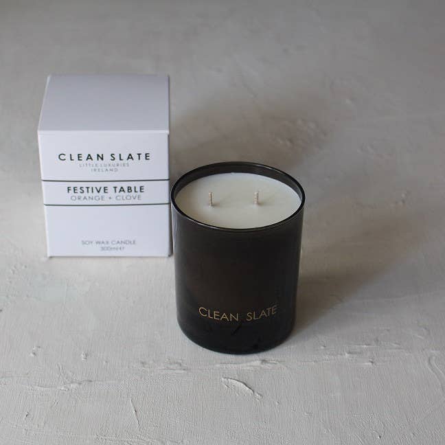 CLEAN SLATE - Wholesale Jar/Filled Candle - Festive Table Moody Candle2