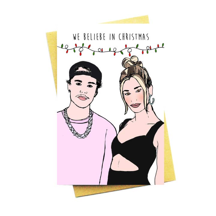 We Beliebe In Christmas... Justin Hailey Bieber Holiday Card for wholesale by Nocturnal Paper
