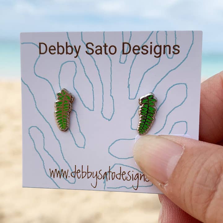 Kupukupu Fern Stud Earrings Ear Crawler for wholesale by Debby Sato Designs