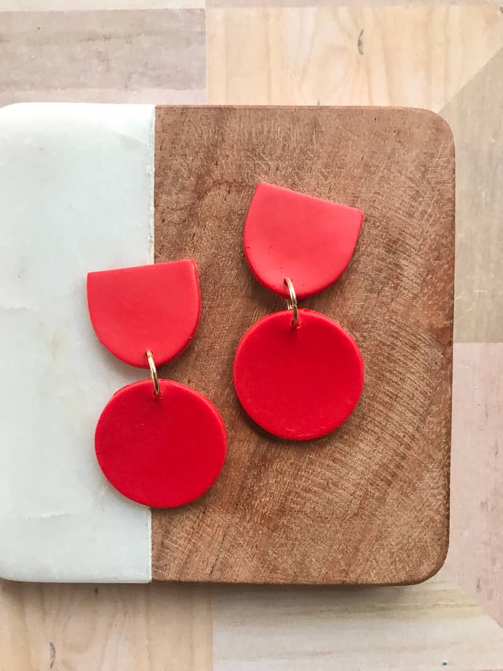 Scarlet Red Modern Statement Polymer Clay Everyday Earrings for wholesale by Sun Sprinkles