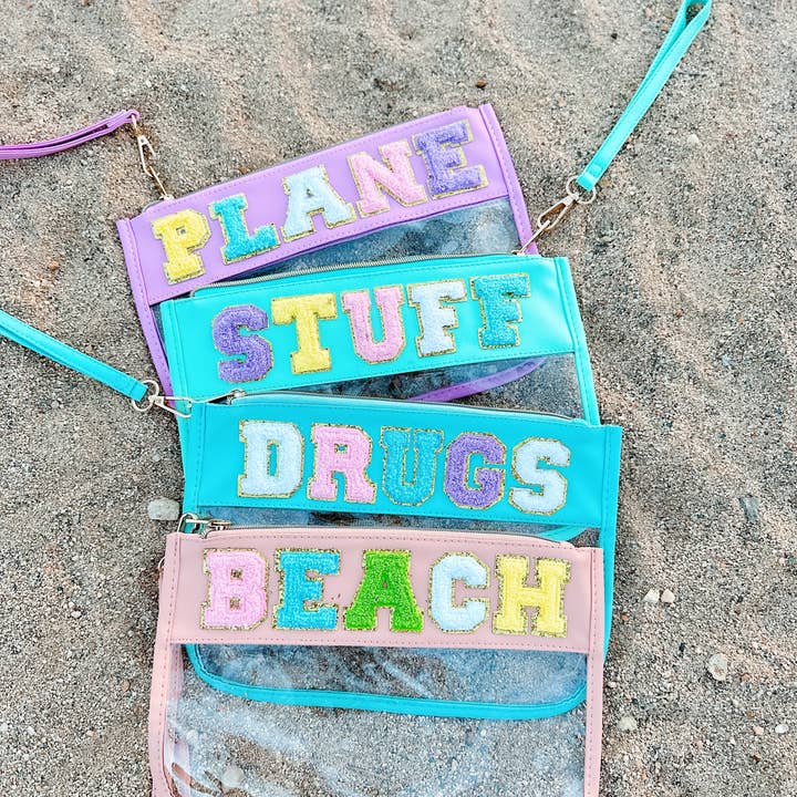 Zona Junkie - Wholesale Pouch - Women's - Chenille Letter Clear Organizer Bag - Medium0