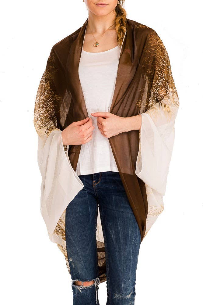 Cap Zone - Vendita all'ingrosso Kimono - Donna - Kimono in chiffon con stampa naturale Boho chic2