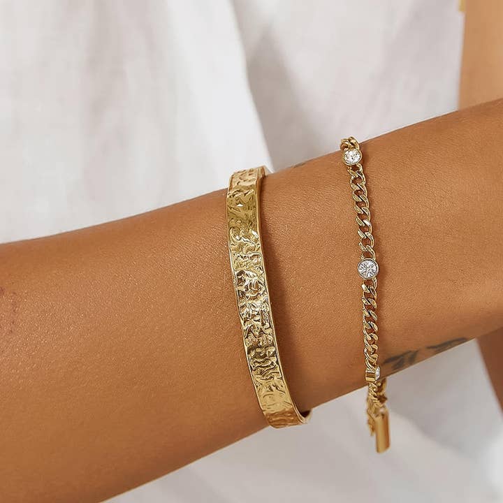 Cyrus 18K Gold Non-Tarnish CZ Chain Bracelet for wholesale on Faire