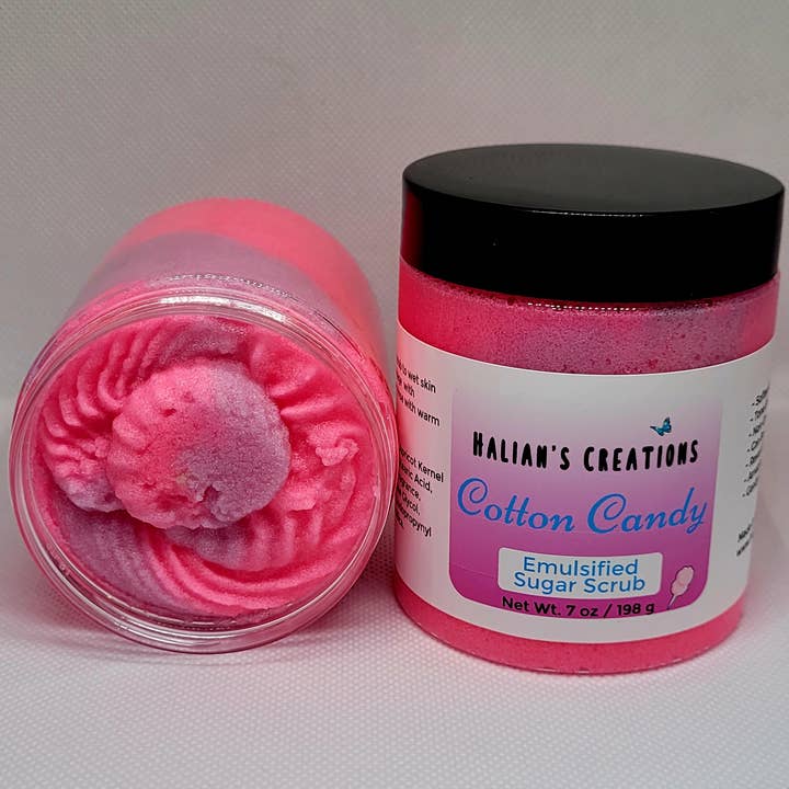 Gommage au Sucre Fouetté à la Barbe à Papa Rose pour la vente par Halian's Creations