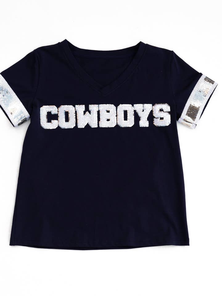 COWBOYS Pailletten Jersey T-shirt voor wholesale door Sparkle City