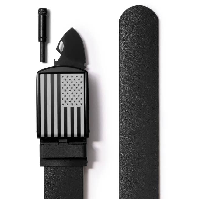 Black Survival Strap - Flag Matte Black Buckle for wholesale by SlideBelts