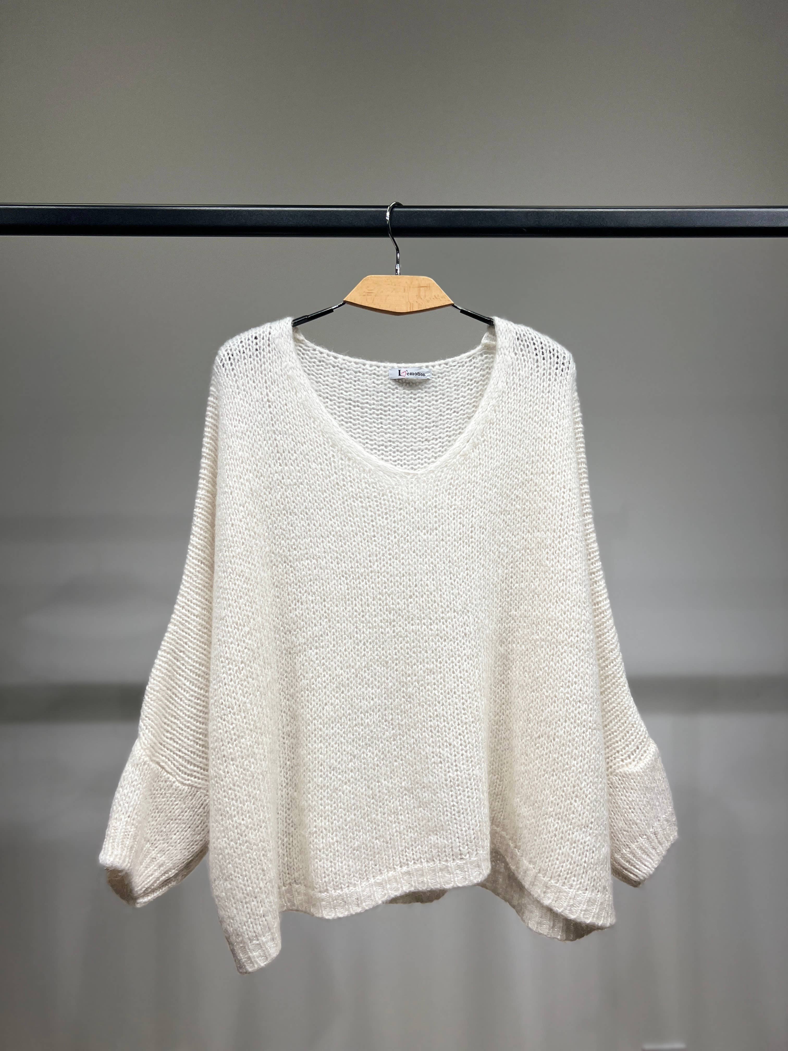 L'Emotion – Pulôver - Mulher por atacado – Suéter de malha larga com manga longa em lurex 60% mohair/lã virgem2