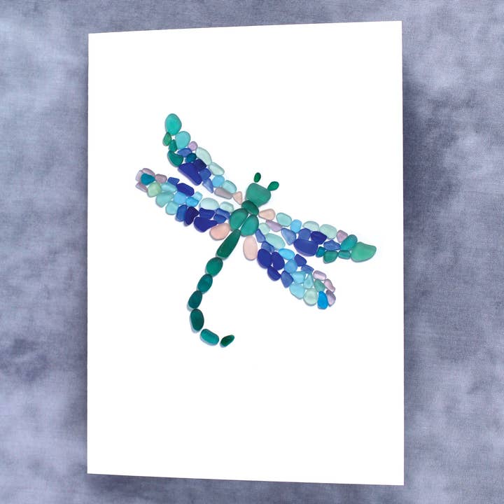 Beachcombing / Etched by the Sea - Wholesale Everyday Greeting Card - Sea Glass Dragonfly Card1