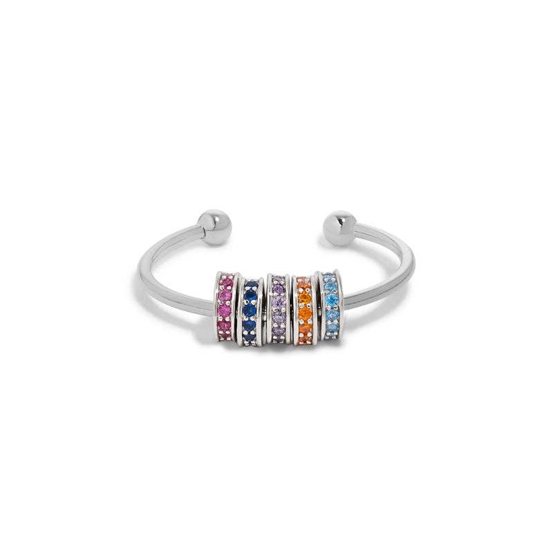 Perimade & Co. LLC - Wholesale Multi-Stone Ring - Rainbow Bead Fidget Spinner Ring in 925 Sterling Silver1
