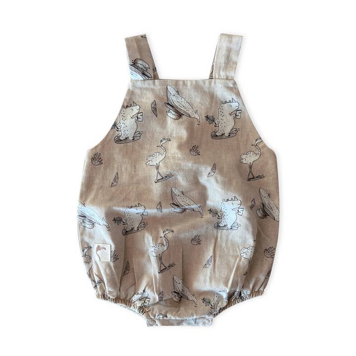 Ivory Cream ’Surfing’ Woven Bubble Onesie for wholesale by AUNTIE ME