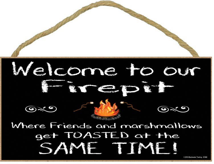 SJT Enterprises, Inc. - Wholesale Bord/bordje - Welkom bij onze vuurkorf (friends & marshmallows met zwart) 5"0