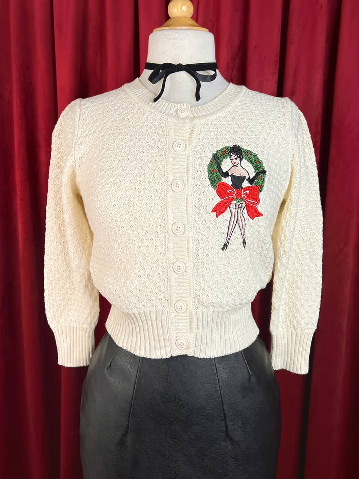 Cárdigan Wreath of Joy en avena para venta al por mayor de Mischief Made