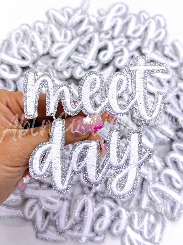 white meet day sticker adhesive patch clear stadium bag for wholesale by ABLNco