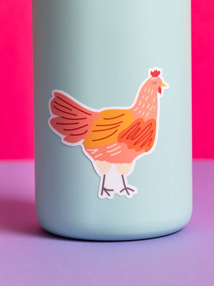 Pegatina de vinilo impermeable de pollo | Pegatina de gallina troquelada para venta al por mayor de Graphic Anthology Greeting Cards