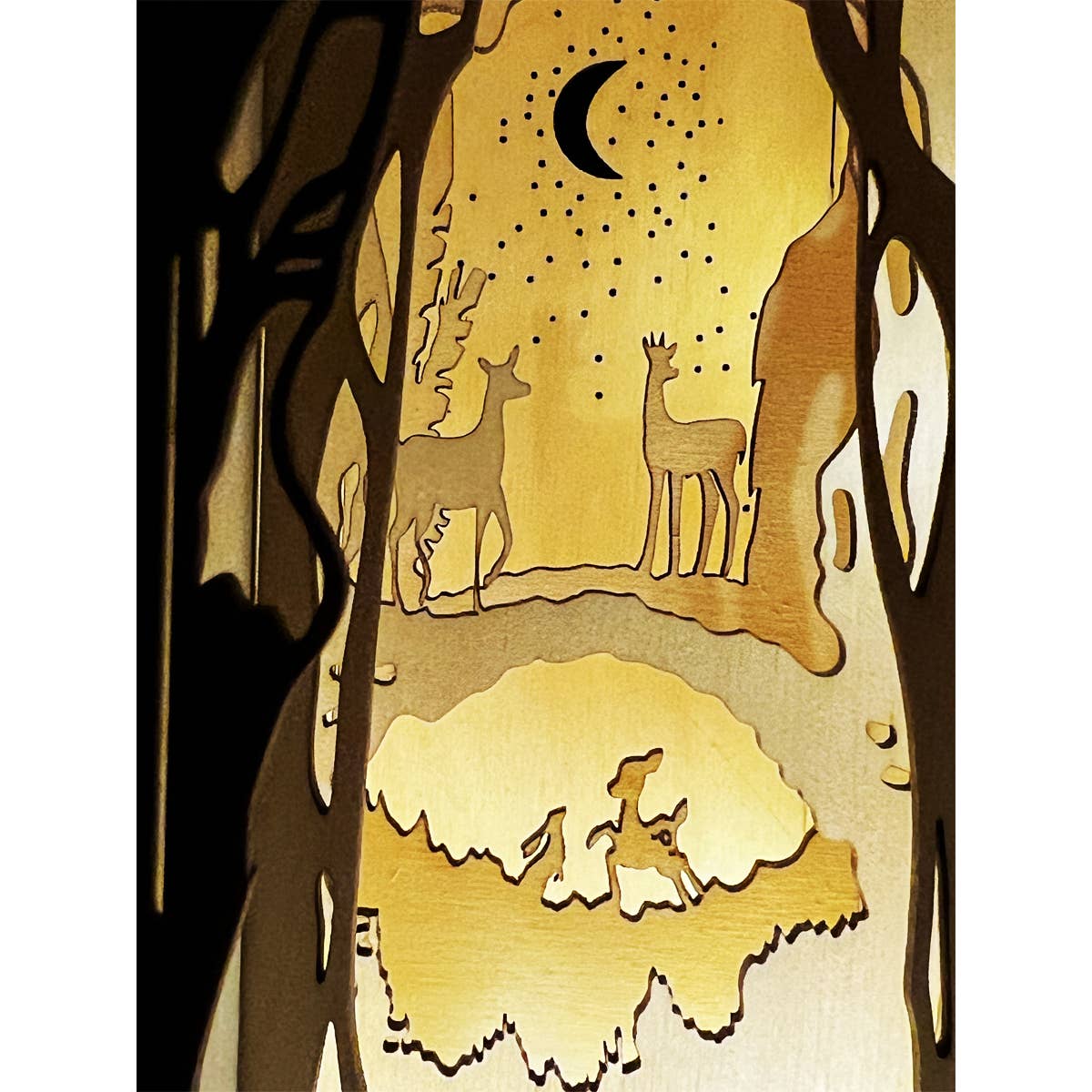 Squirrel Tacos Papercuts - Wholesale Bookend - Fantasy Book Nook Lighting - Deer in the Woodland Forest4
