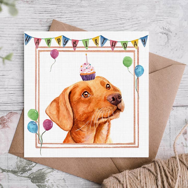 Rød Ræv Labrador Fødselsdag Kort/Rød Lab for engroshandel hos Cloud Jellybean Art