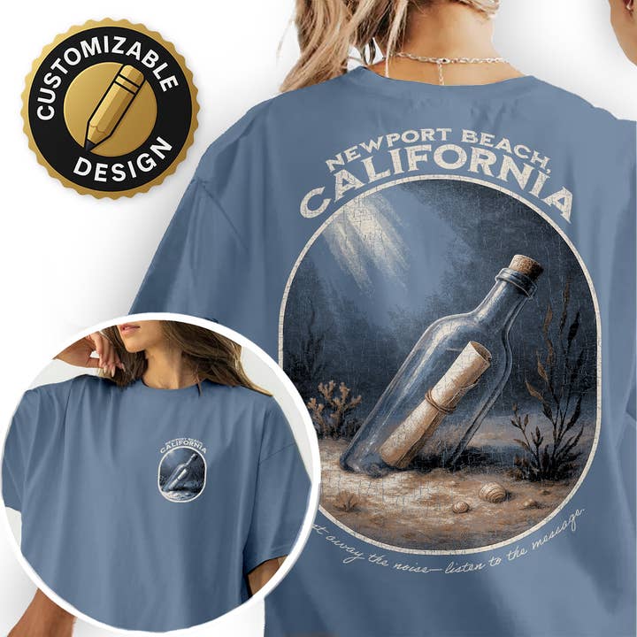 Message in a Bottle Tee – Customizable Coastal Design for wholesale by Textile Graphix