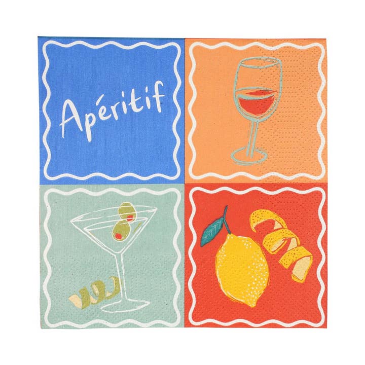 Talking Tables USA - Wholesale Disposable Napkin - Bon Aperitif Recycled Paper Cocktail Napkins | 20 Pack |