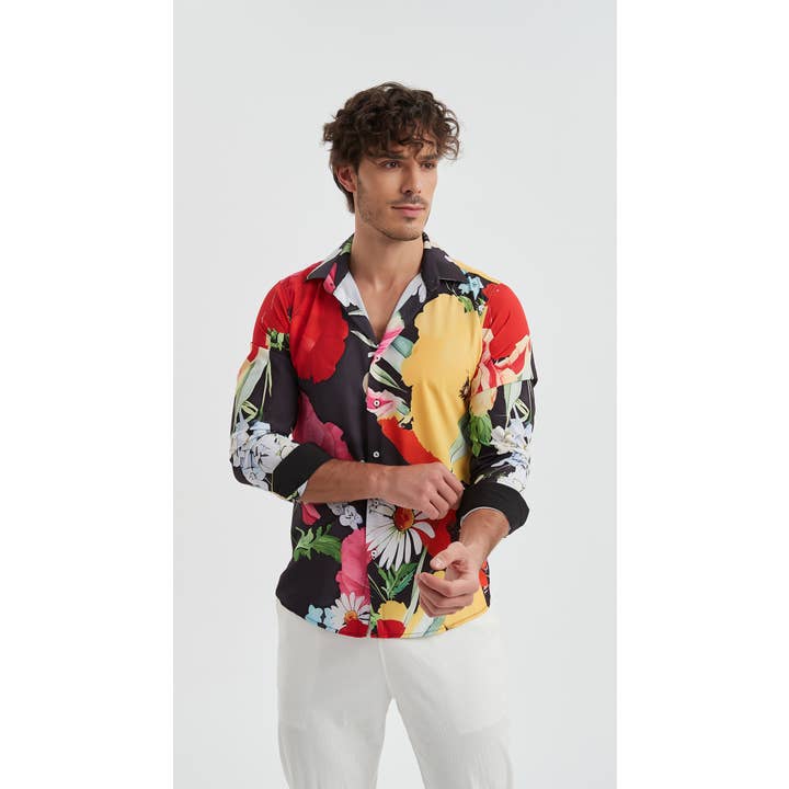 Stretch shirt adjusted fit - Black for wholesale by Yves Enzo