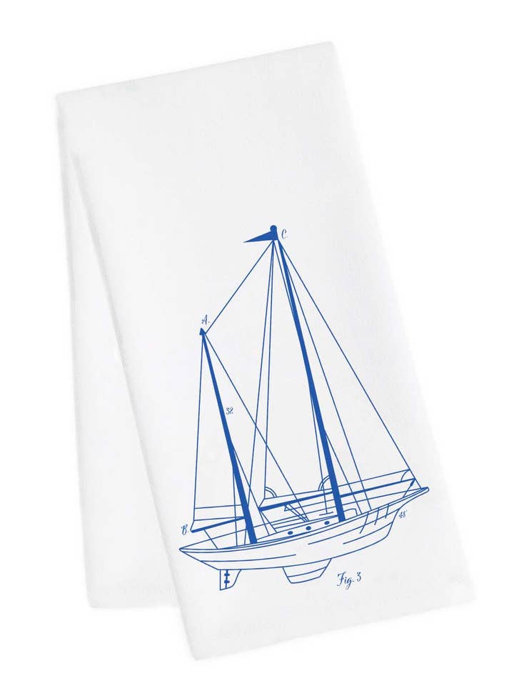 Sailboat Tea Towel for wholesale by M Design Studio Gifts