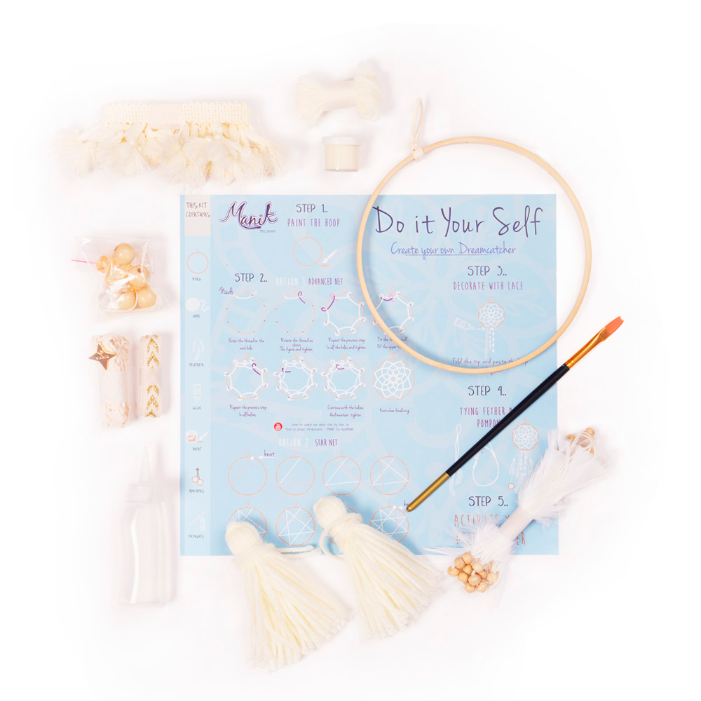 MANIK - Wholesale DIY Craft Kit - Dream Catcher Kit Craft I Project Do It Yourself KIT MINI BEIGE1