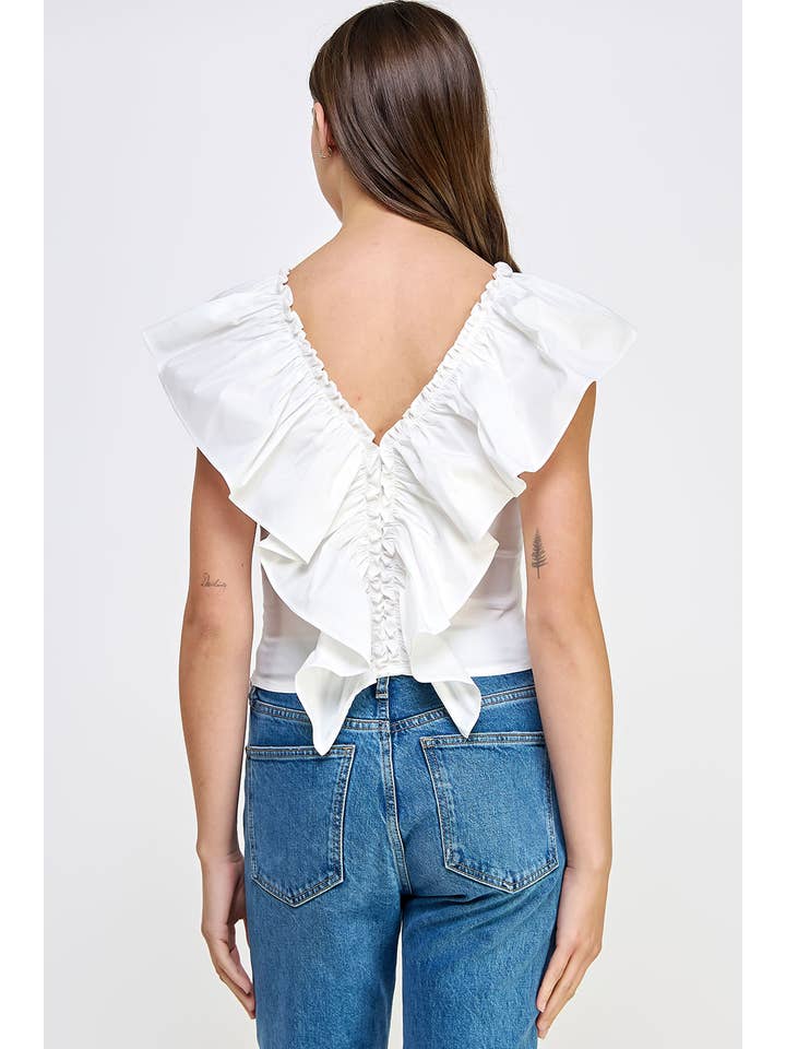 Strut & Bolt – Großhandel Bluse – Damen – Ärmelloses Top aus Popeline mit Rüschendetail7