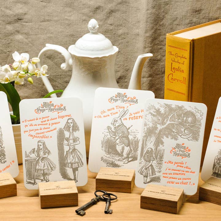 L'Atelier Letterpress - Wholesale Everyday greeting card - Letterpress Card Rabbit with a Watch - Alice in Wonderland6