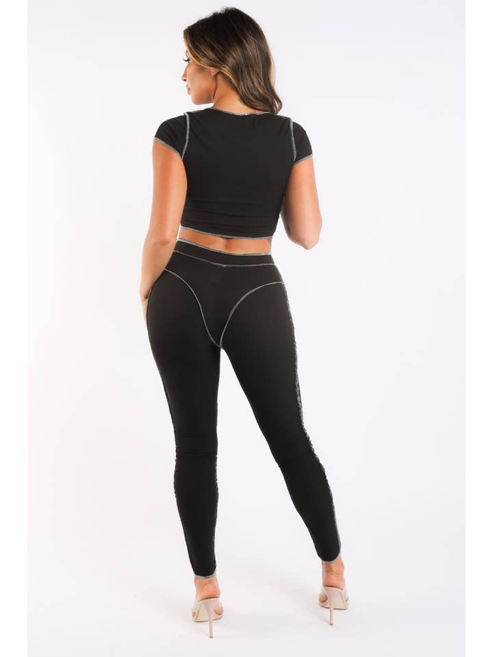 K Too - Wholesale Lounge Set - Women's - Ribbed set with reverse overlock stitch detail13