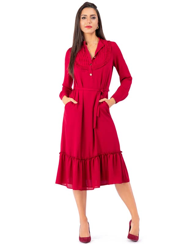 Georgette dress with pleated pleats on the scapular for wholesale by ZUMBI Fashion Store