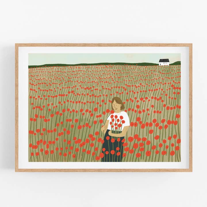 Picking Poppies - A4 Print for wholesale by Eline Veldhuisen Illustration