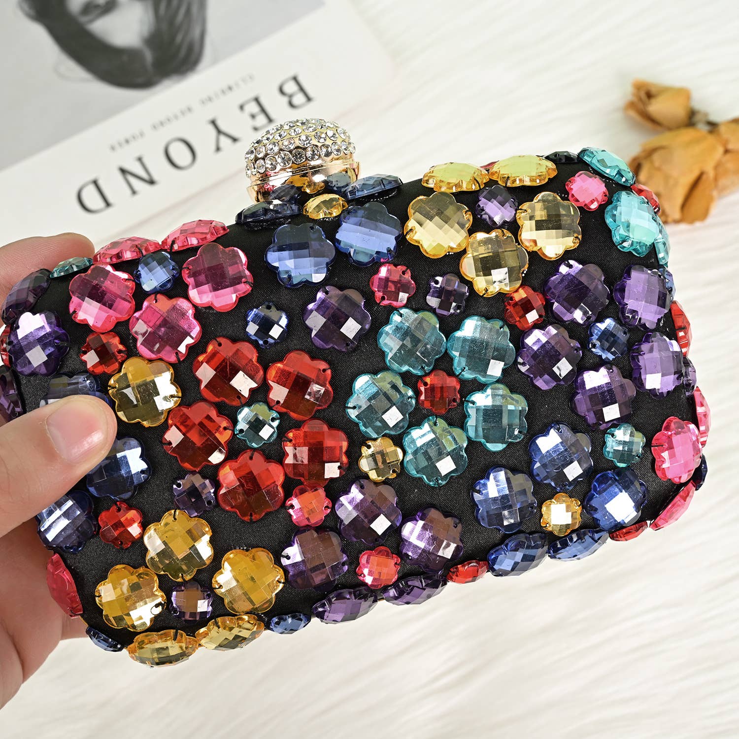 PEACH ACCESSORIES - Wholesale Clutch - Dames - 0705 avondclutch met meerkleurige kristallen3