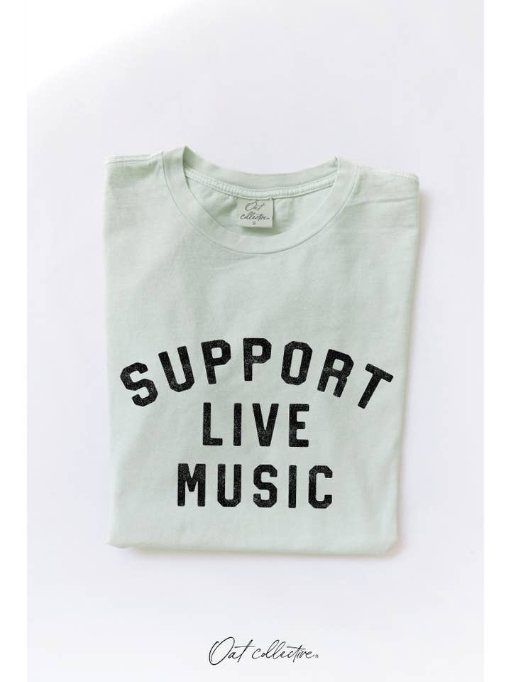 OAT COLLECTIVE - Wholesale Screen Printed T-Shirt - Women's - SUPPORT LIVE MUSIC Mineral Graphic Top4