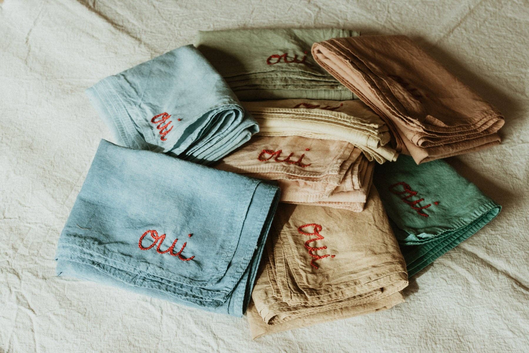 Eloise et moi - Wholesale Bandana - Women's - Hand embroidered hand dyed organic cotton bandana - Oui ban4