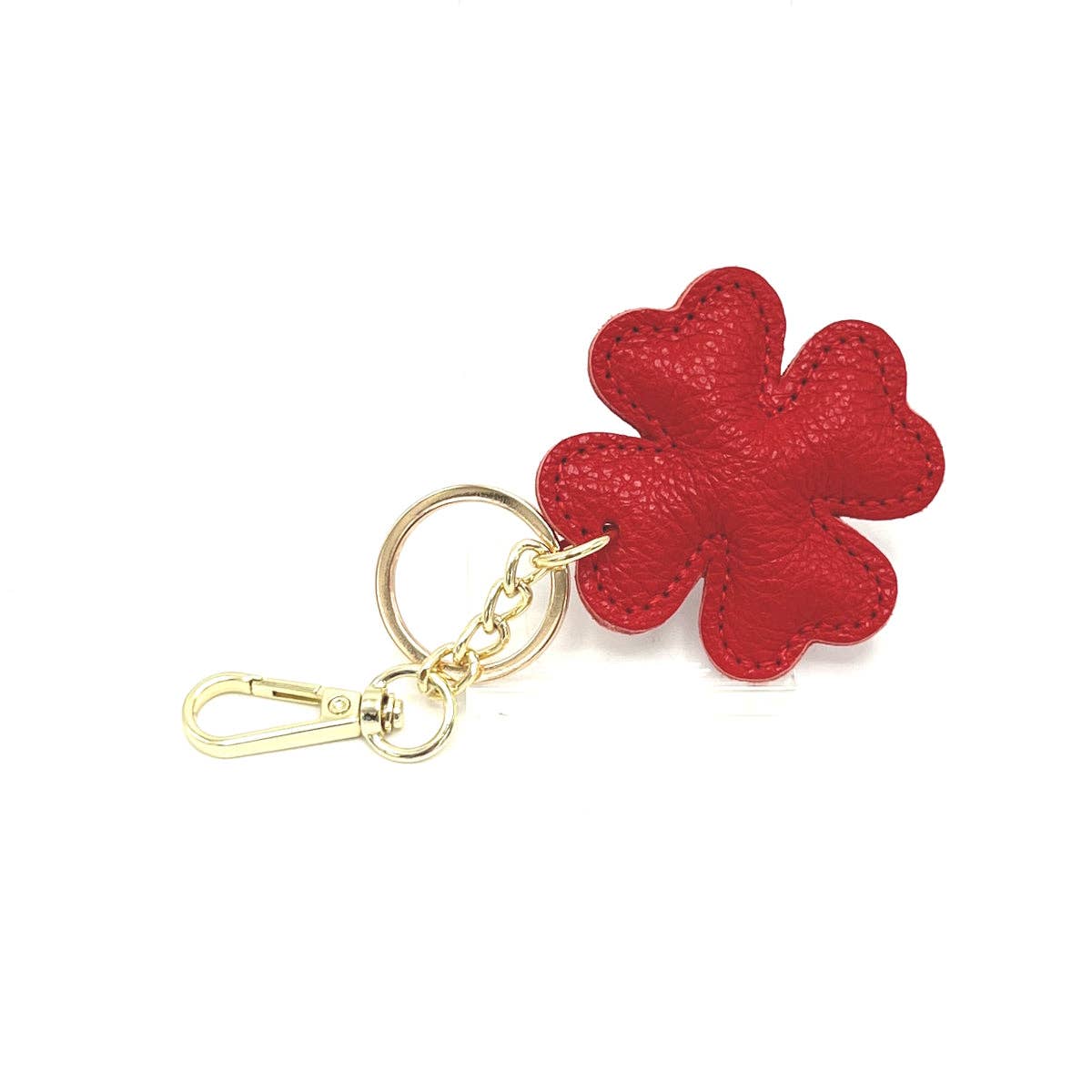 Suie Valentini srl - Vente Porte-clés – femme - Porte-clés en cuir véritable avec feuille porte-bonheur, art. PO040