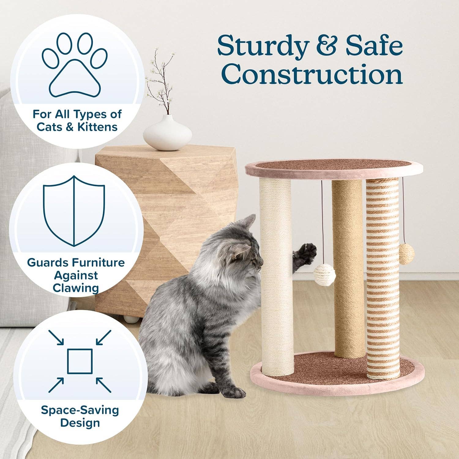 VIGOR - Wholesale Pet Scratcher - Cat - Furniture Scratching Deterrent for Indoor Cats Pad Base5