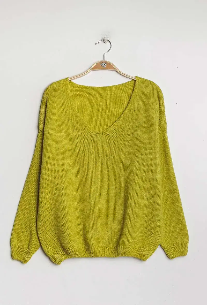 Mimi & Gogo - Vente Pull en maille – femme - Pull uni basique @20127_uni34