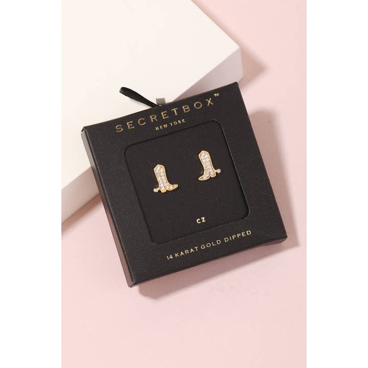 Anarchy Street - Wholesale Dangle Earrings - Secret Box Studded Western Cowboy Boot Earrings