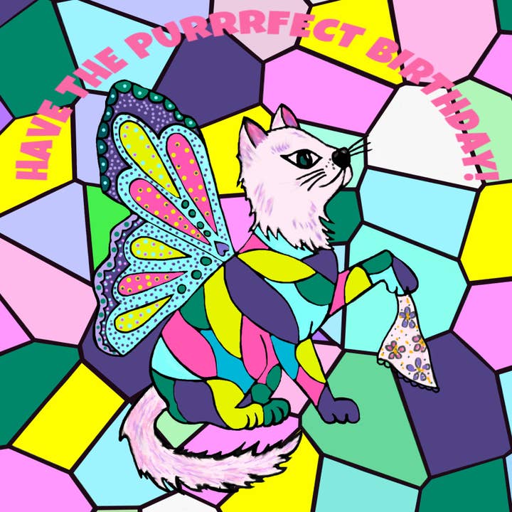 FunkyAdi - Wholesale Everyday Greeting Card - Purfect Cat Birthday Card