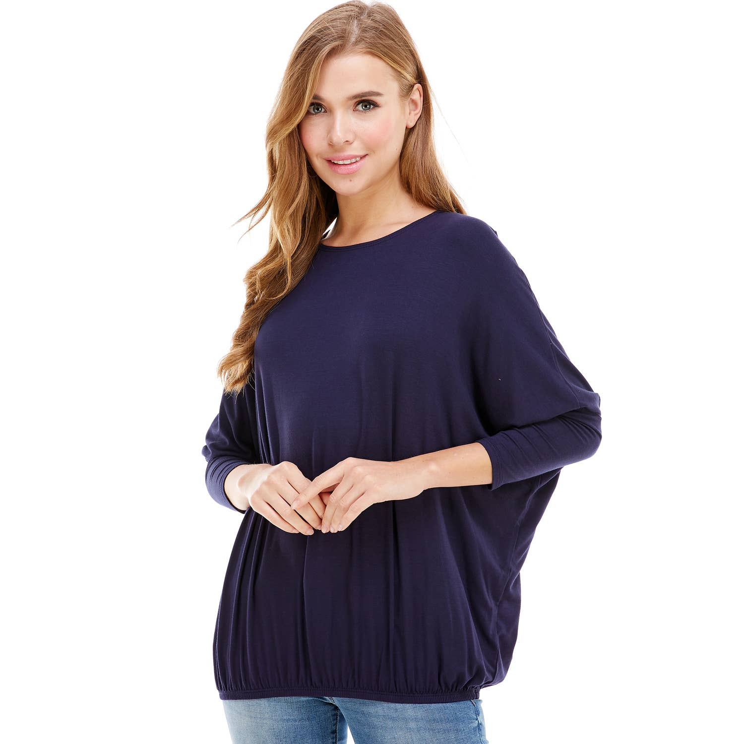 Azules Clothing - Wholesale Tunic - Women's - ATP-2309RS-DOLMAN Sleeve Elastic Bottom Hem Tunic48