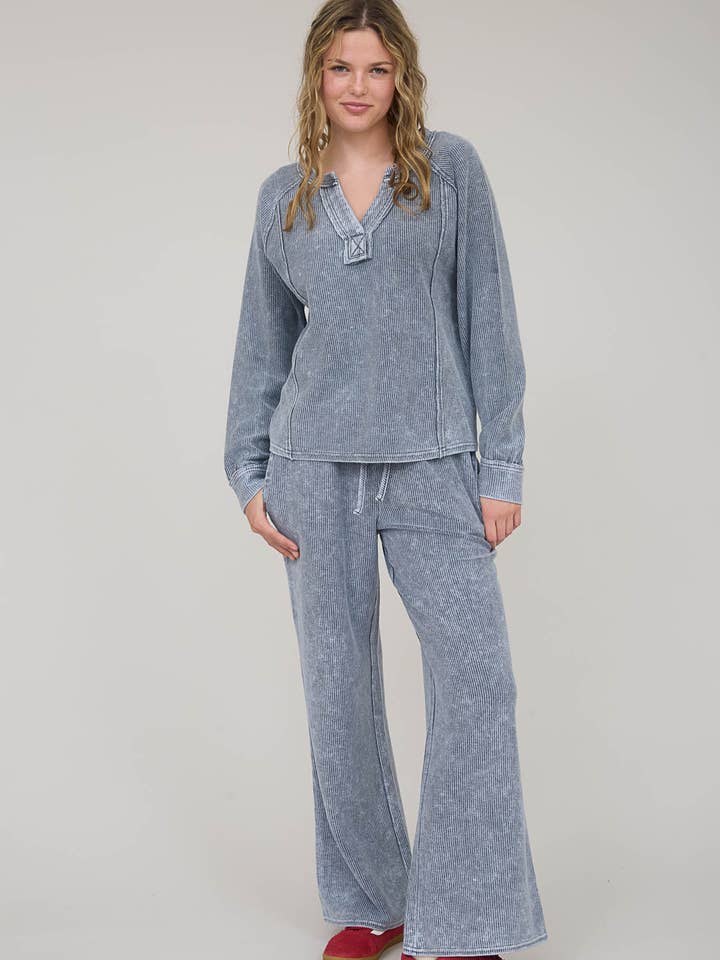 Blu Pepper - Wholesale Pants - Women's - WASHED HIGH WAIST DRAWSTRING LOUNGE PANTS4