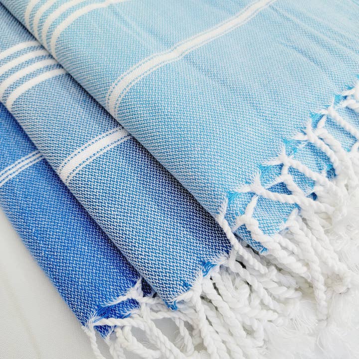 Serviette de plage, serviette de bain, serviettes turques BLEUES pour la vente par EBRU Home