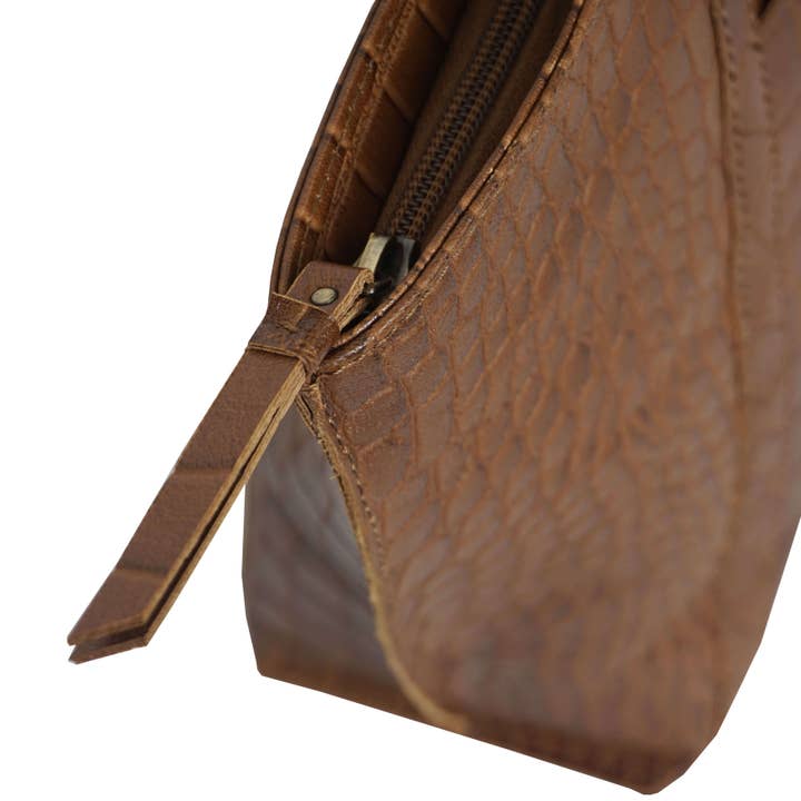 Assots London - Wholesale Tote Bag - Women's - 'AGNES' Tan Vintage Croc Real Leather Designer Tote Bag7