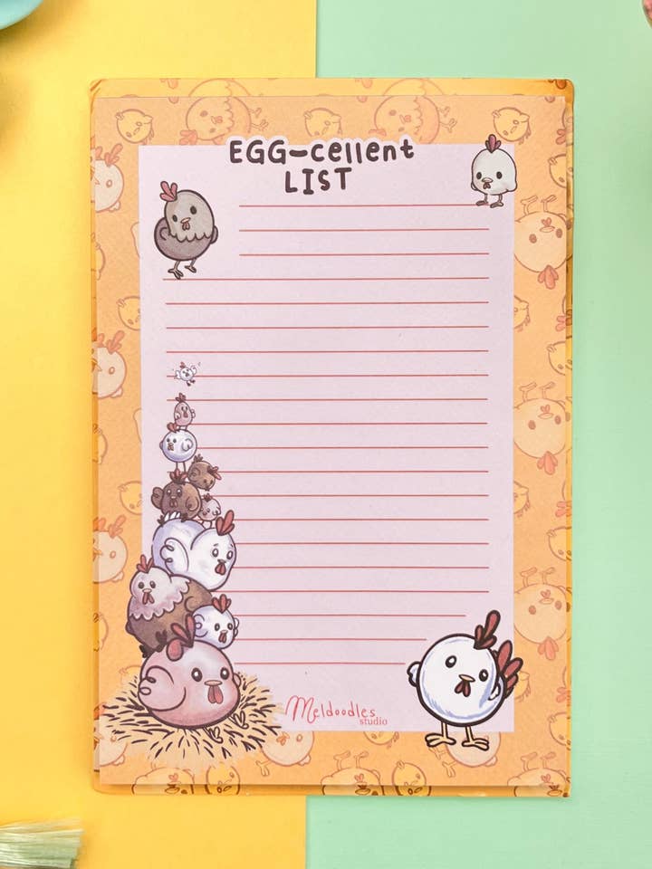 Eggcellent Chicken Notepad By Meldoodles for wholesale by Meldoodles