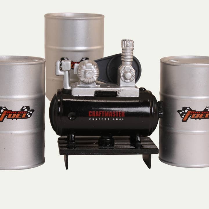 Meyer Imports - Wholesale Decorative Tabletop Object - Air Compressor & Barrel Set - 4 pieces - 1:24 Scale4