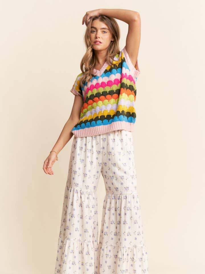 Mulitcolor Fish Scales Design Knit Vest for wholesale by J.NNA