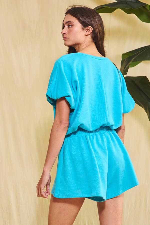 BUCKETLIST INC – wholesale Knit top – Women's – T2304 Bubble Hem & Sleeve Terry Crop Top8