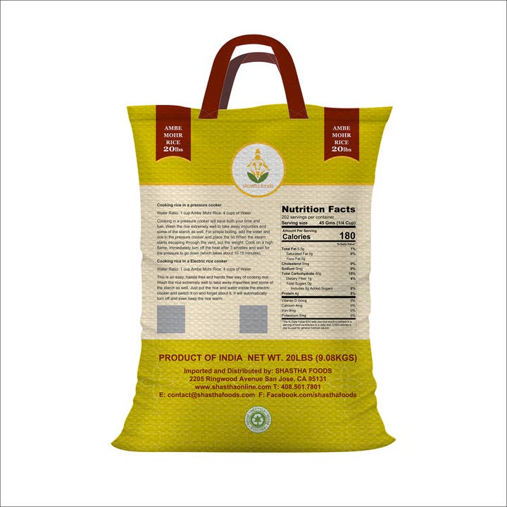 Shastha foods - Wholesale Rice - Shastha Ambe Mohr Rice 20 lbs 1